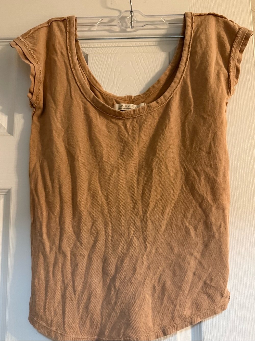 Free People We The Free Brown Cap Sleeve Scoop Neck Top Size M